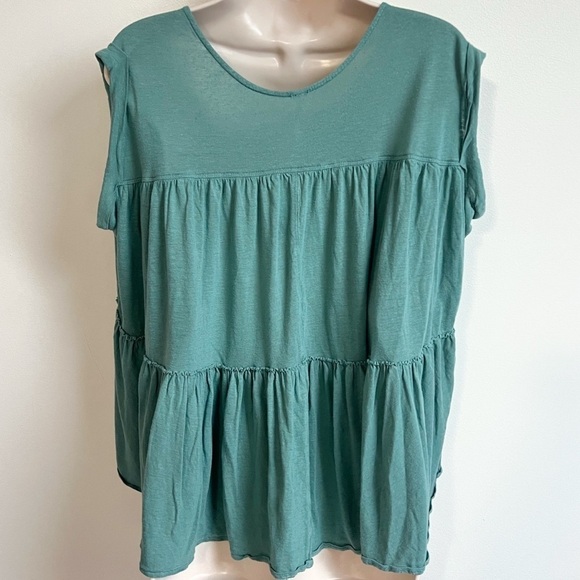 Free People hi low v neck relaxed fit pullover cap sleeve boho top blous… - Picture 3 of 8